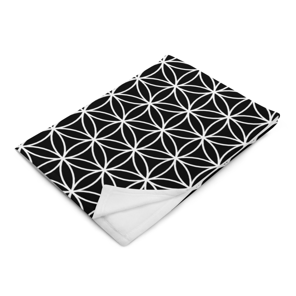 TRILLYYON - Black & White  - Flower Of Life Throw Blanket