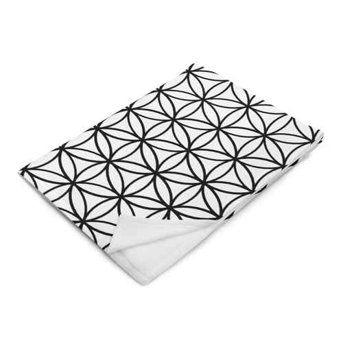 TRILLYYON - White & Black - Flower Of Life Throw Blanket