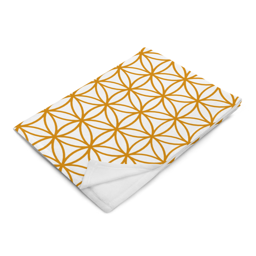 TRILLYYON - White & Gold - Flower Of Life Throw Blanket