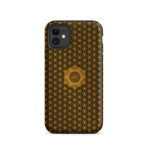TRILLYYON - Black & Gold - Flower Of Life Tough iPhone Case
