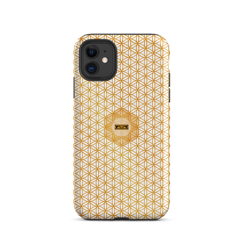 TRILLYYON - White & Gold - Flower Of Life Tough iPhone Case